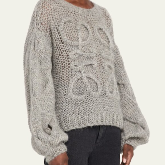 NWOT! Loewe Women's Gray Anagram Melange Mohair Sweater - Picture 4 of 14